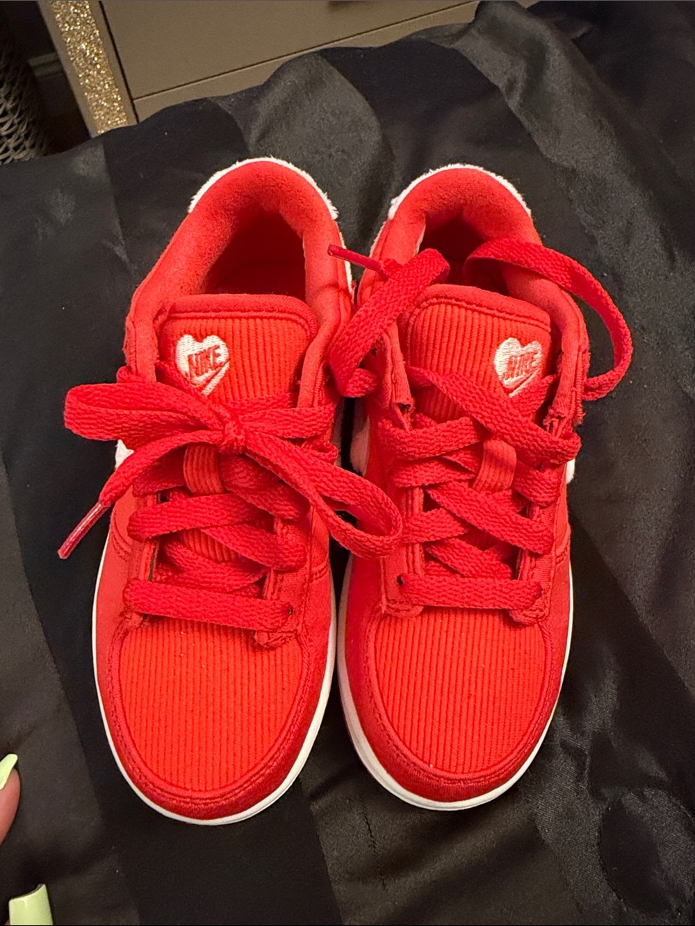 Nike Kids Red Lace-Up Sneakers with Heart Logo
